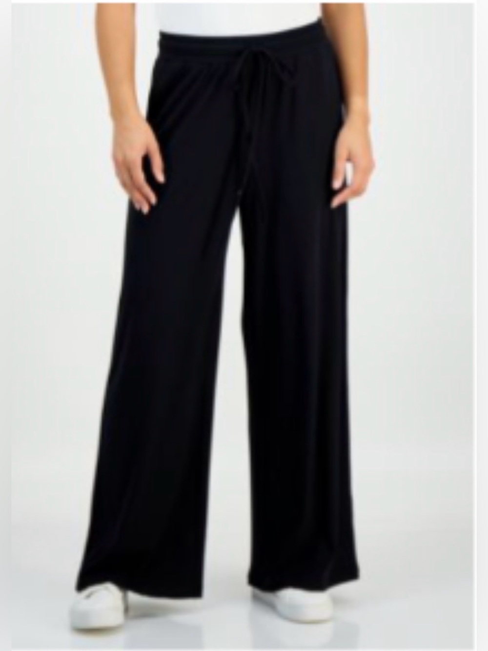 I.N.C. Petite Ribbed Drawstring Wide-Leg Pants